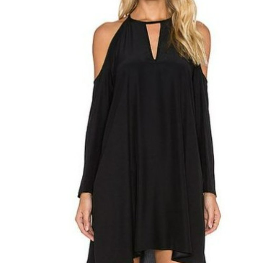 Amanda Uprichard Black Silk Cold Shoulder Dress, Size Petite NWOT
